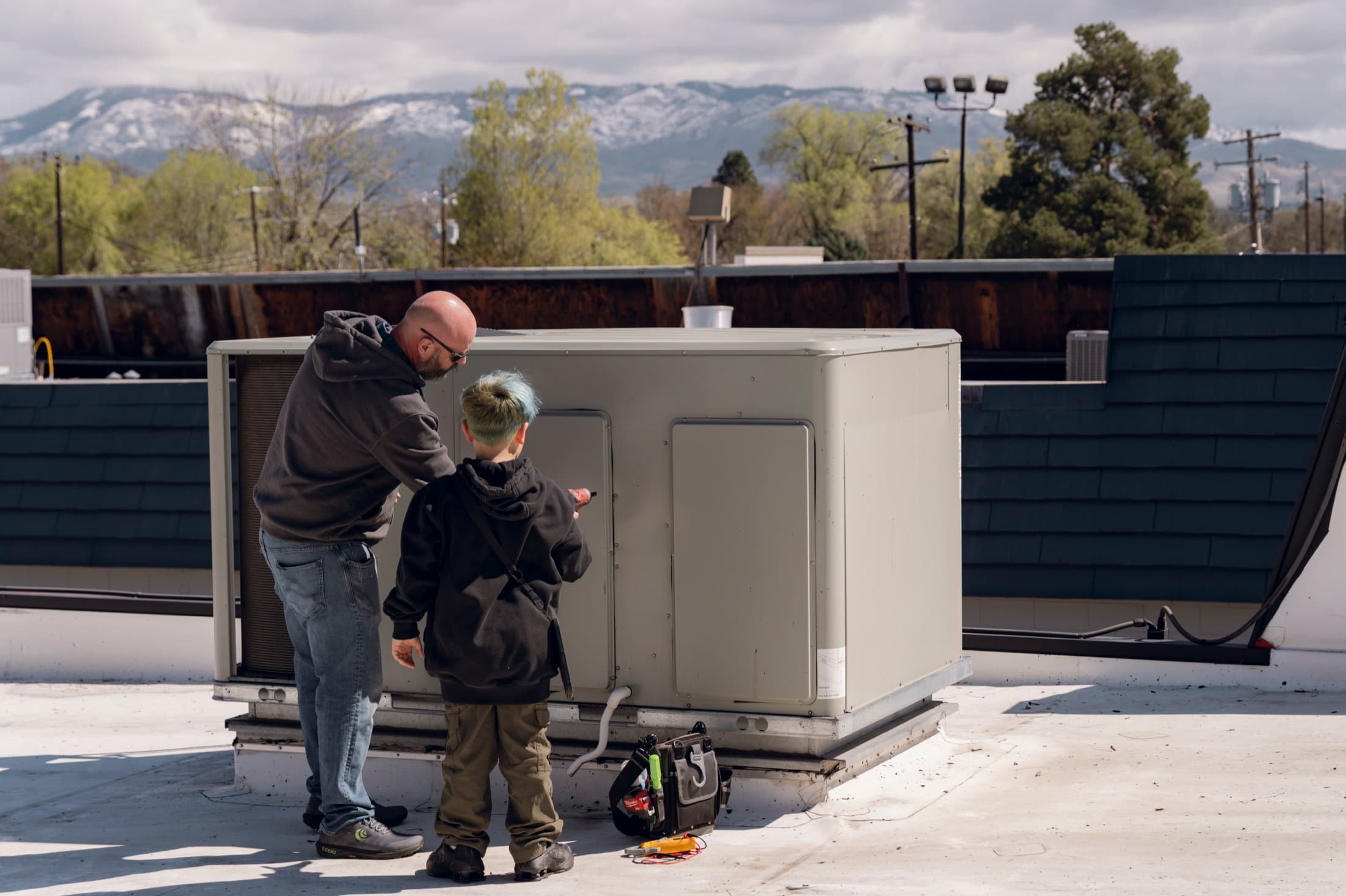Commercial rooftop HVAC equipment serviced by Eagle Heating and Air